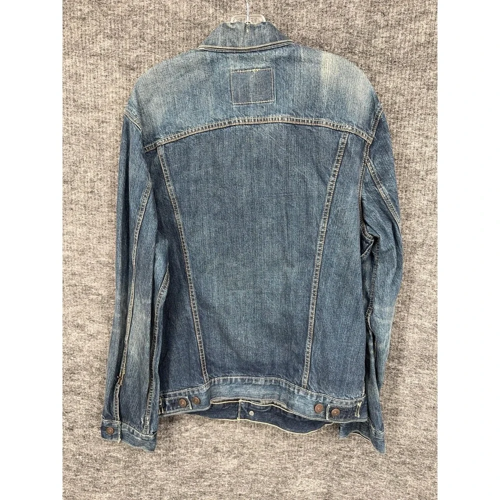 Levis Denim Jacket Mens XL Blue Button Front Faded Distressed Western Casual